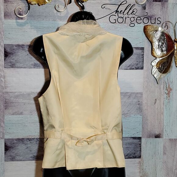 Handcrafted Upcycled Tweed Vest With Lace Scarf & Trim, Sz M? - Picture 5 of 5